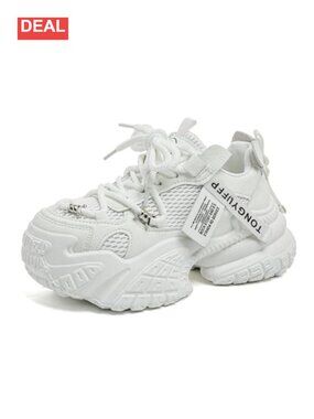 Women's Chunky Platform Lace-Up Tennis Sneakers Gym & Streetwear Shoes